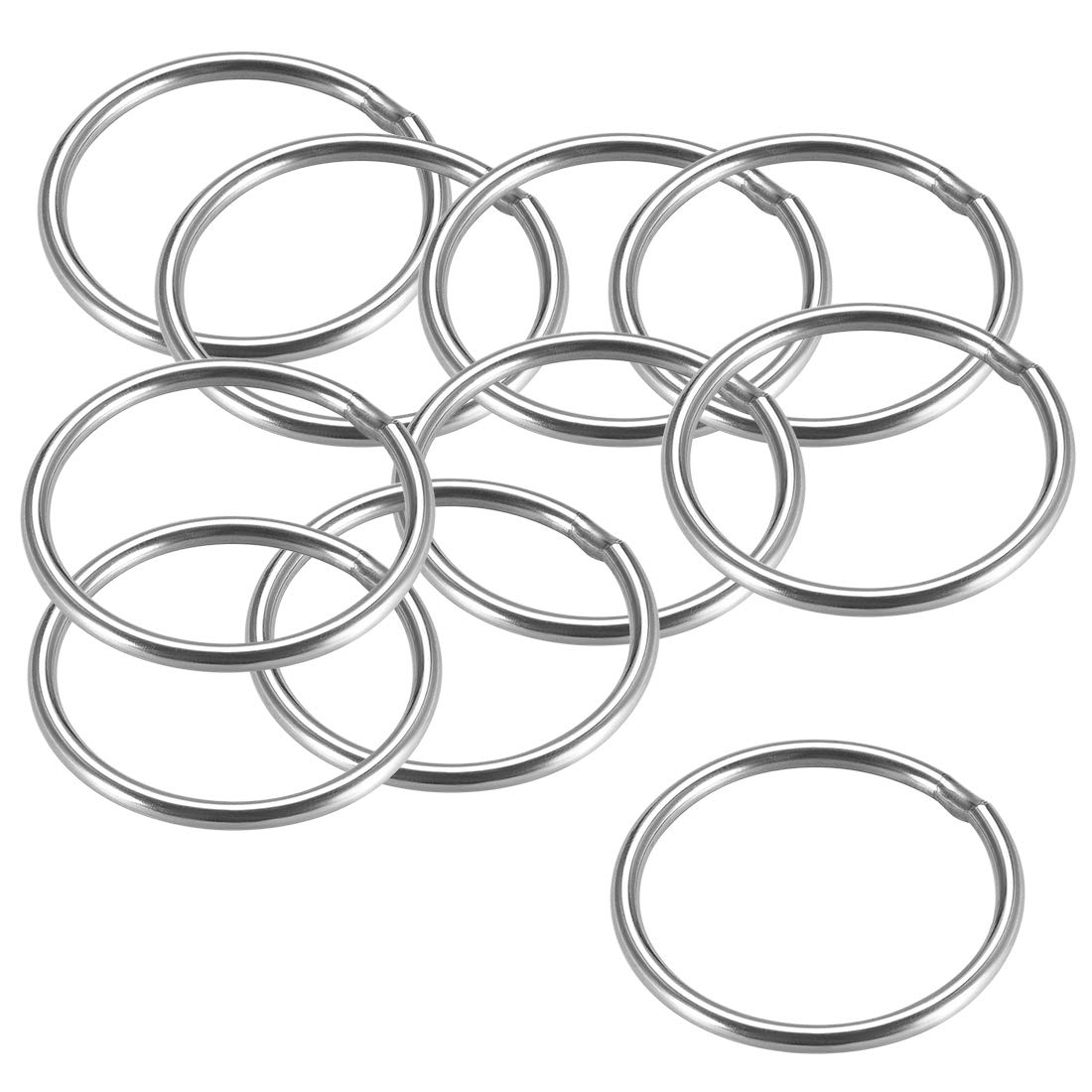 sourcing map 201 Stainless Steel O Ring 40mm(1.57") Outer Diameter 3mm Thickness Strapping Welded Round Rings 10pcs