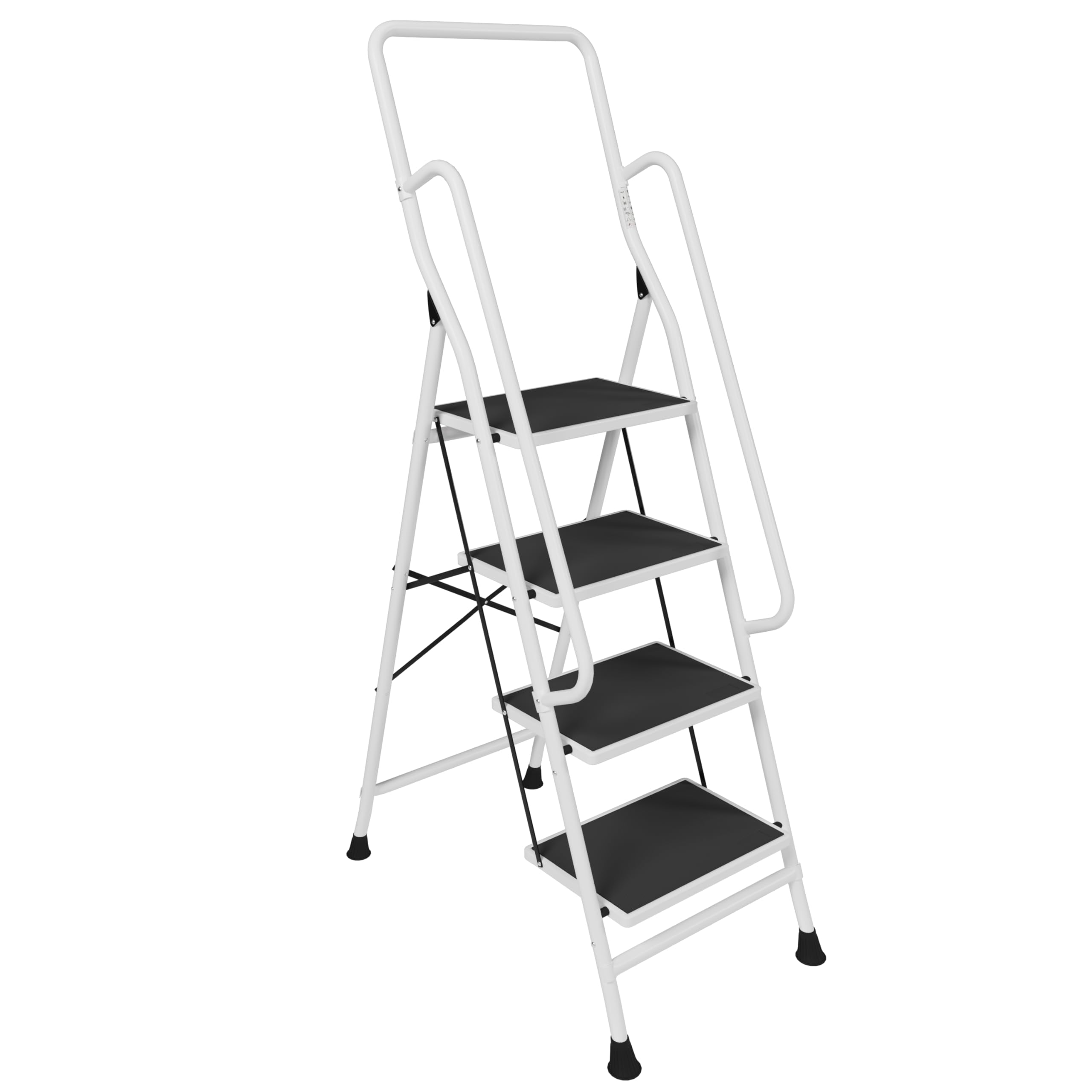 Home Vida 4 Step Ladder with Safety Handrail, Heavy Duty Steel, Portable Folding, Anti-Slip Mat, Home, Kitchen, DIY, Gardening Step Ladder, 150kg Max Capacity