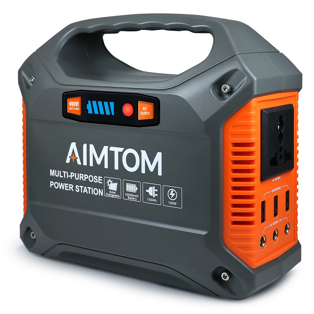 AIMTOM Portable Solar Generator, 42000mAh 155Wh Energy Inverter Supply