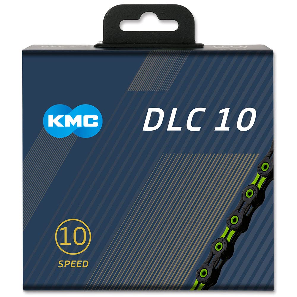 KMC DLC 10 Speed Chain, Black/Green, 116 Links