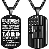 Ghloyza Dog Tag Cross Necklace Bible Verse Necklace First Communion Baptism Confirmation Gift Religious Gifts for Men Women Husband Dad