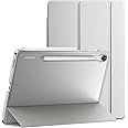JETech Case for Samsung Galaxy Tab S10 FE / S9 FE 10.9-Inch, Slim Translucent Back Tri-Fold Stand Protective Tablet Cover, Support S Pen Charging, Auto Wake/Sleep (Silver)