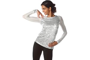 Alexandra Collection Sequin Baseball Long Sleeve Top for Women