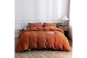 TAZMKEZM Caramel Duvet Cover 100% Washed Cotton Duvet Cover Queen Size（90x90 Inch）,1 Pieces Luxury Soft Bedding with Zipper Closure.Solid Color Pattern Duvet Cover