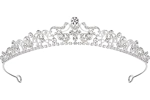 SWEETV Rose Gold Wedding Tiaras and Crowns with Side Comb, Rhinestone Bridal Crown Princess Tiara Jewelry Headpieces for Wome