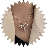 Andelaisi Boho Bow Choker Necklace Vintage Bowtie Pendant Necklace Silver Bowknot Chain Necklace Adjustable Bow Ball Necklace Jewelry for Women