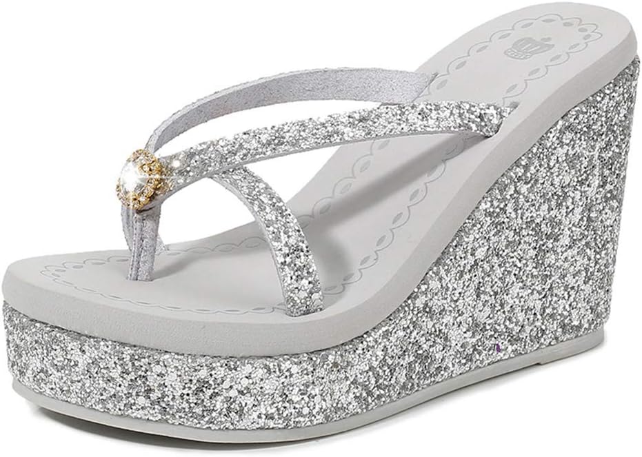 comfortable silver wedge sandals