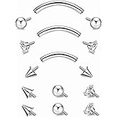 Masedy 3PCS 16G 18G G23 Pure Titanium Eyebrow Piercing for Women Men Curved Barbell Tiny Eyebrow Ring Vertical Labret Lip Jewelry Internally Threaded Rook Helix Conch Daith Piercing Jewelry