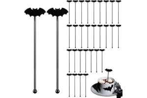 SiliFine 30 Pcs Halloween Swizzle Sticks Plastic Coffee and Cocktail Stirrers Fall Thanksgiving Drink Stirrers Cocktail Mixers for Halloween Fall Autumn Party Tea Coffee Bar Decoration(Bat)