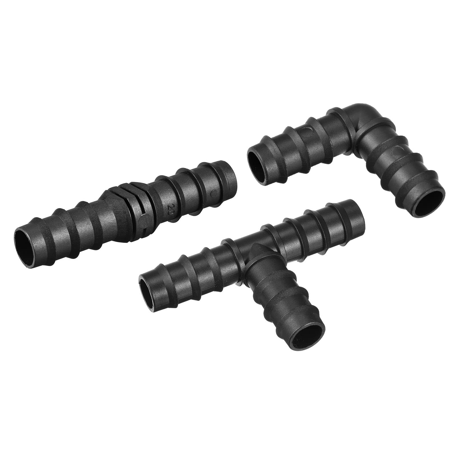 M METERXITY 25 Pack Tee Barb Fittings - 19.5mm Barbed Tee Hose Fitting 3 Way Connectors Apply to Garden, Black(G3/4 Male Thread) — image 1