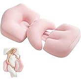 SEEDNUR Pregnancy Pillow, Portable Maternity Pillow for Pregnant Women, Travel Wedge Pillow for Side Sleeper, Relief Body Pillow Support for Back, Belly, Waist, Removable & Adjustable Cover, Pink