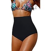 Upopby Women's High Waisted Swimsuit Bikini Bottoms Tummy Control Tankini Bottoms Swim Shorts Plus Size