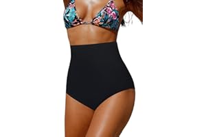 Upopby Women's High Waisted Swimsuit Bikini Bottoms Tummy Control Tankini Bottoms Swim Shorts Plus Size