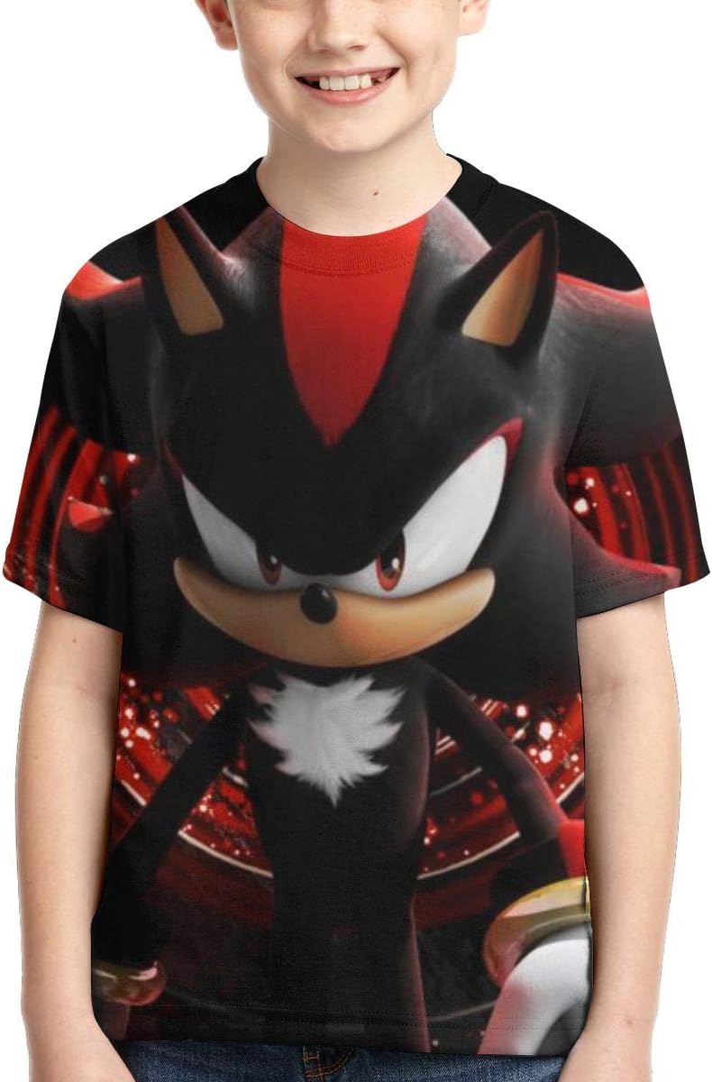 Shadow The Hedgehog Sonic Boys Girls 3D Print Crew Tee Youth Short Sleeve T-Shirt Tanks Tops