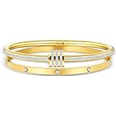 Jade cabbage Gold Bracelets for Women 18K Gold Plated Love Friendship Bracelet With Cubic Zirconia Cuff Bangle Jewelry Set Witness the Gift of Love