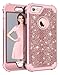 Pandawell Compatible iPhone 6s Case, iPhone 6 Case, Glitter Sparkle Bling Heavy Duty Hybrid Sturdy High Impact Shockproof Protective Cover Case for Apple iPhone 6s/6 - Shiny Rose Gold
