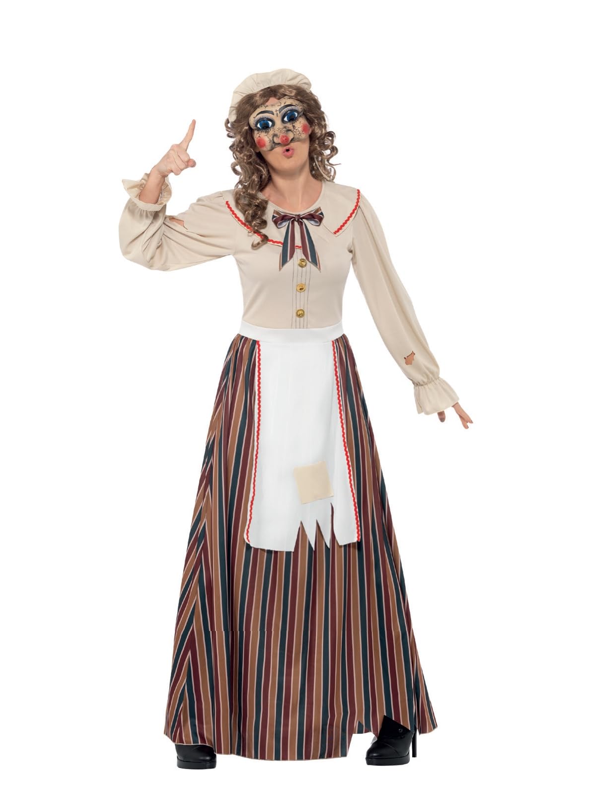 Smiffys Possessed Judy Costume, Multi-Coloured with Dress, Hat & Latex Mask, Halloween Cirque Sinister Fancy Dress, Halloween Dress Up Costumes