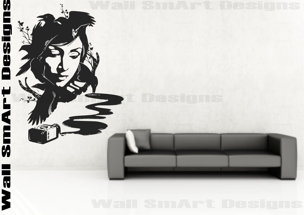 Abstract Indian Ink Lady Wall Sticker bedroom kitchen living room mural decal