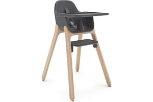 UPPAbaby Ciro High Chair/Sleek, Easy-to-Clean Design/Perfect-Fit Tray to Bring Baby to Table/Patent-Pending Harness/Dual-Position, 180-Degree Rotating Footrest/Jake (Charcoal/Rubberwood)