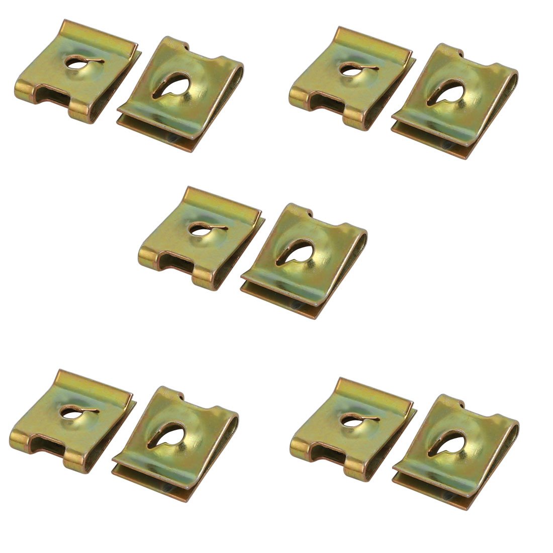 Sourcingmap 20pcs M3/ST3.0 Thread Size 65Mn Steel Zinc Plated Extruded U Nut Brass Tone