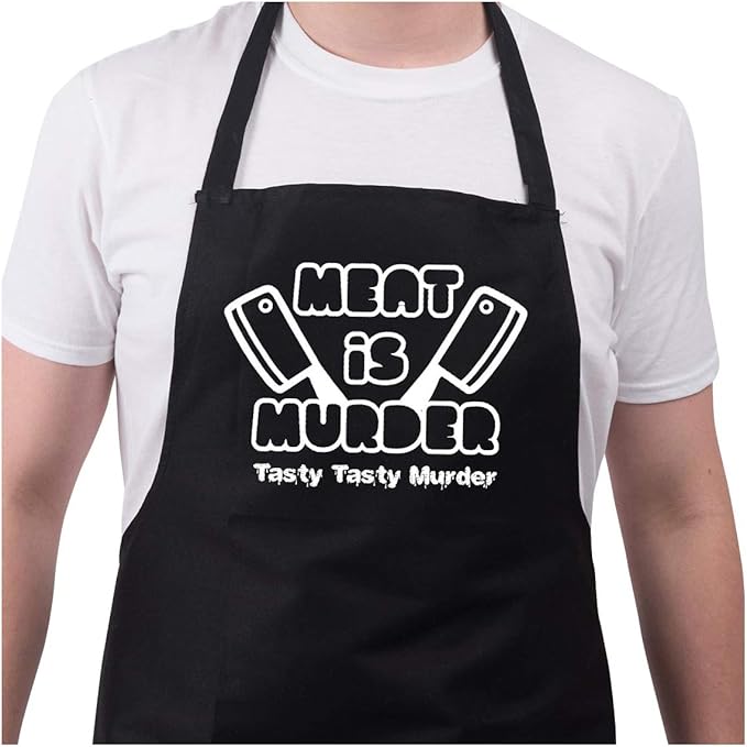 Bang Tidy Clothing Funny Bbq Apron Novelty Aprons Cooking Ts For Men Meat Is Murder Black One