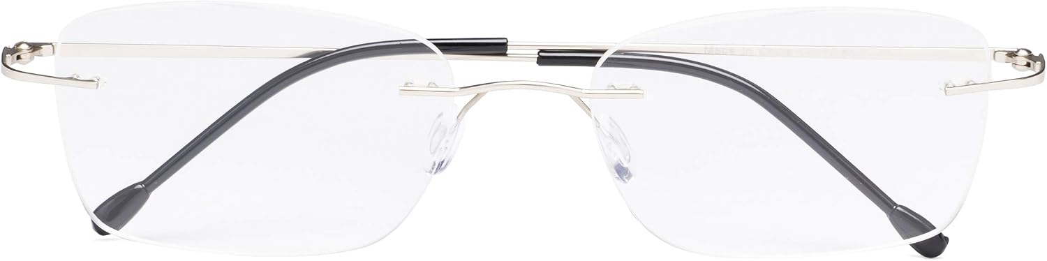 CessBlu Rimless Reading Glasses Design Readers for Women Men (Silver) +3.5