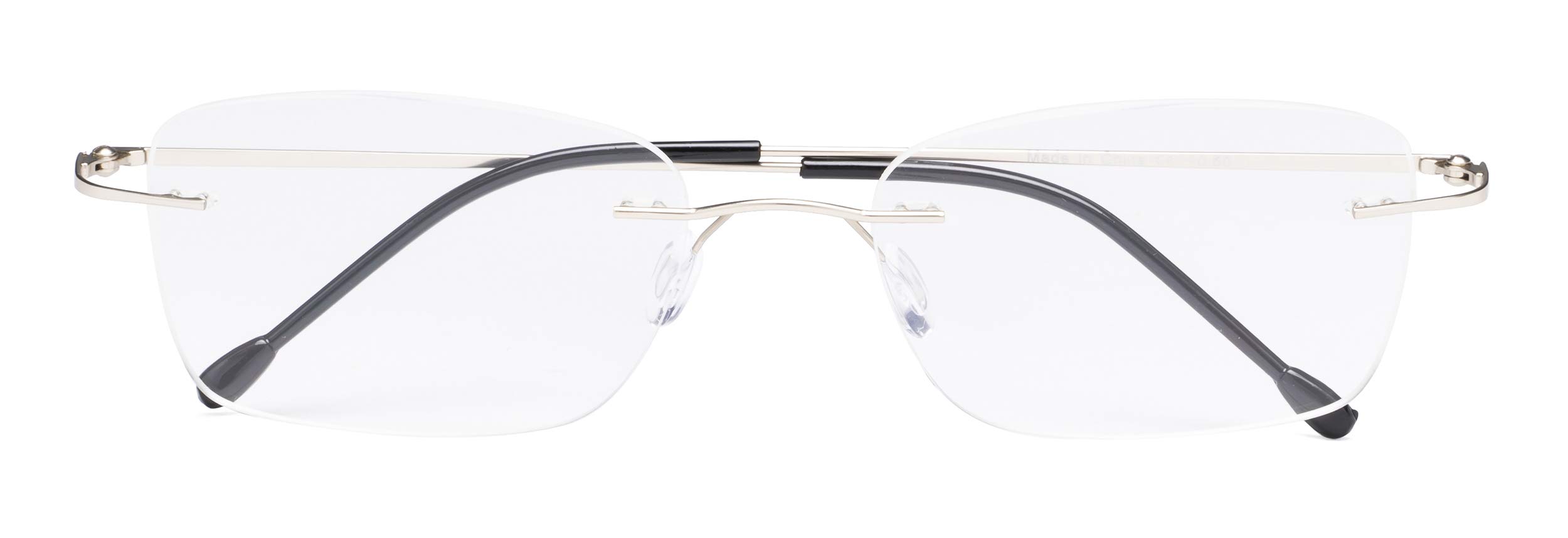 CessBlu Rimless Reading Glasses Design Readers for Women Men (Silver) +1.75