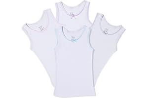 Buyless Fashion Tank Tops for Girls- Sleeveless Cami Tanks Cotton Undershirts for Dance Gymnastics Kids Toddler Size (4 Pack)