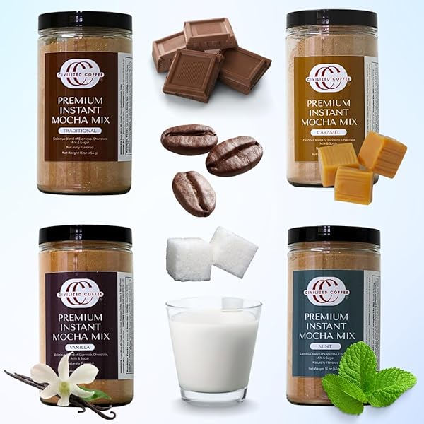 CIVILIZED COFFEE INSTANT MOCHA POWDER – VANILLA FLAVOR JAR (16 0Z)