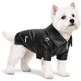 Lovelonglong Cool Dog Leather Jacket, Warm Coats Dogs Windproof Cold Weather Coats for Large Medium Small Dogs, Toy Poodle Clothing Black XS