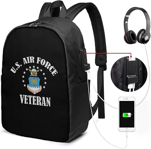 US Air Force VETERAN USB Backpack Backpack Travel Bag Clothing