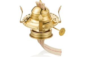 Hortsun 1 Piece Oil Lamp Parts Burner Kerosene Brass Plated #2 Oil Lamp Chimney Holder Replacement Burner with 1 3/16" Diameter Threaded Base for Antique Hurricane Lantern