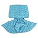 Awkli Mermaid Tail Blanket Knit Crochet and Mermaid Blanket for Adult Sleeping Blanket, Gift for Mother Day, Halloween, Thanks Giving Day (Light Blue)