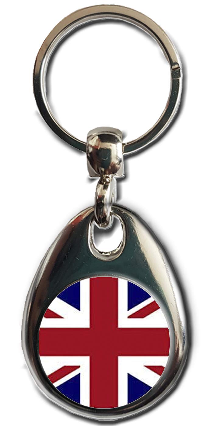 KAZMUGZ UNION JACK FLAG KEYRING. United Kingdom gift keyring Heavy quality metal gift keyring. Double sided keychain. Can be used as a car hanging and bag charm