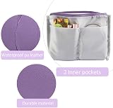 Maange Small Makeup Bag Purple PU Leather Portable Travel Pouch with Handle view 9