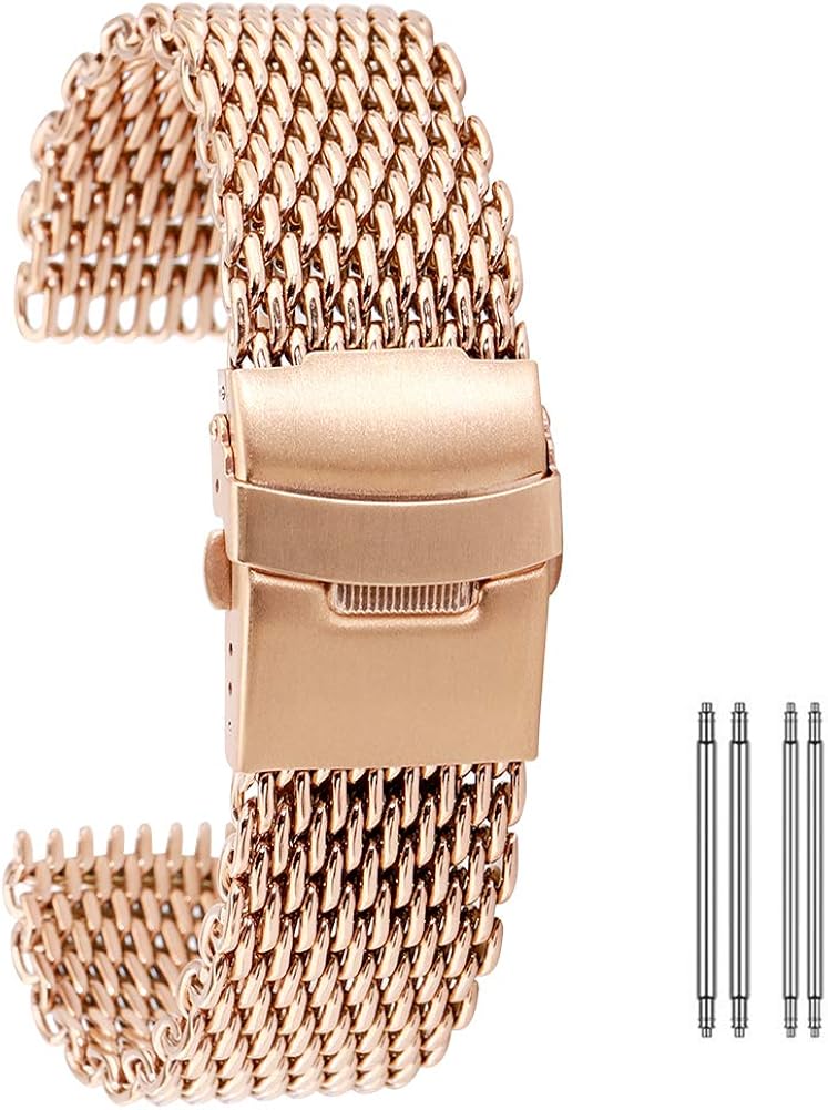 18MM Charming Rose Gold Stainless Steel Mesh Watch Band, Replacement