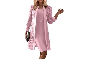 ADHOWBEW Formal Dresses for Women Plus Size Lace Chiffon Two Piece Set Dress Elegant Long Sleeve Midi Dress