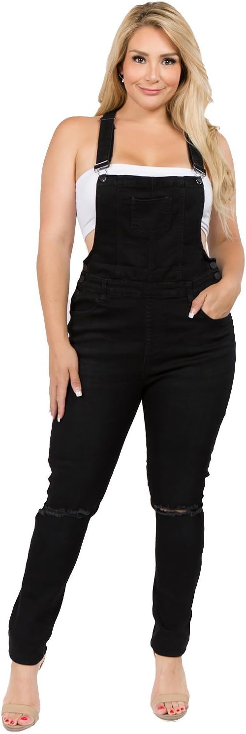 TwiinSisters Women's Plus Size Natural Curve Enhancing Slim Fitted Overalls with Comfort Stretch