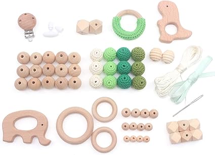 wooden teething beads