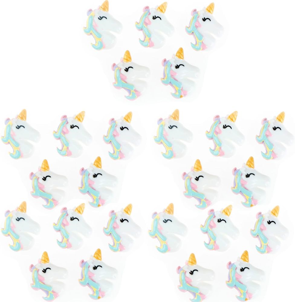 25 Pcs Unicorn Charm Unicorns Slime Beads Resin Animals Flatback Art Album Flat Back Phone Scrapbooking Hair Clip Hairpin Sewing DIY Craft Accessory Jewelry Decoration Dollhouse Ornament