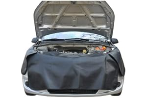 LinaLife 3pcs set Black Automotive Mechanic Magnetic Leather Front Fender Cover Mat Pad Set with Hooks for Repair Automotive Work