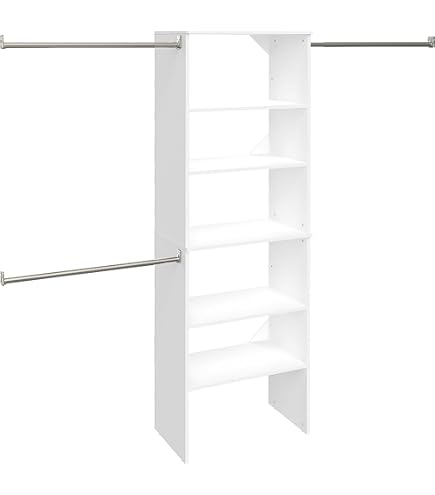 RCMBY Double Shelf & Hang Closet System - Space-Saving Maple Wood Organizer For Shirts, Pants & Long Items