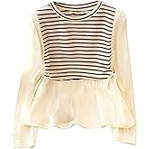 Verdusa Women's Striped Bow Knot Dressy Casual Blouse Shirts Elegant Peplum Tops Fall Clothes