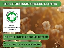 Organic Cheese Cloths, GOTS Certified, Grade
