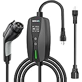 Level 1/2 EV Charger, 16Amp Adjustable Current Electric Car Charger NEMA 5-15 Plug/NEMA 6-20 Adapter, Timing Delay & LED Display 25FT Cable Portable EV Charging Station for J1772 BEVs/PHEVs 110V-240V