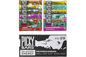 Picky Bars Real Food Energy Bars, Plant Based Protein, 10 Flavor Variety Pack, All-Natural, Gluten Free, Non-GMO, Non-Dairy, Smooth Caffeinator, Pack of 10