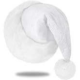 Eoocan Santa Hat, Santa Hat for Adults, Unisex Velvet Comfort White Christmas Hats Extra Thicken Classic Plush for Christmas New Year Festive Holiday Party Supplies