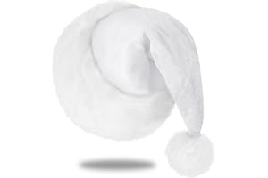 Eoocan Santa Hat, Santa Hat for Kids, Unisex Velvet Comfort White Christmas Hats Extra Thicken Classic Plush for Christmas New Year Festive Holiday Party Supplies