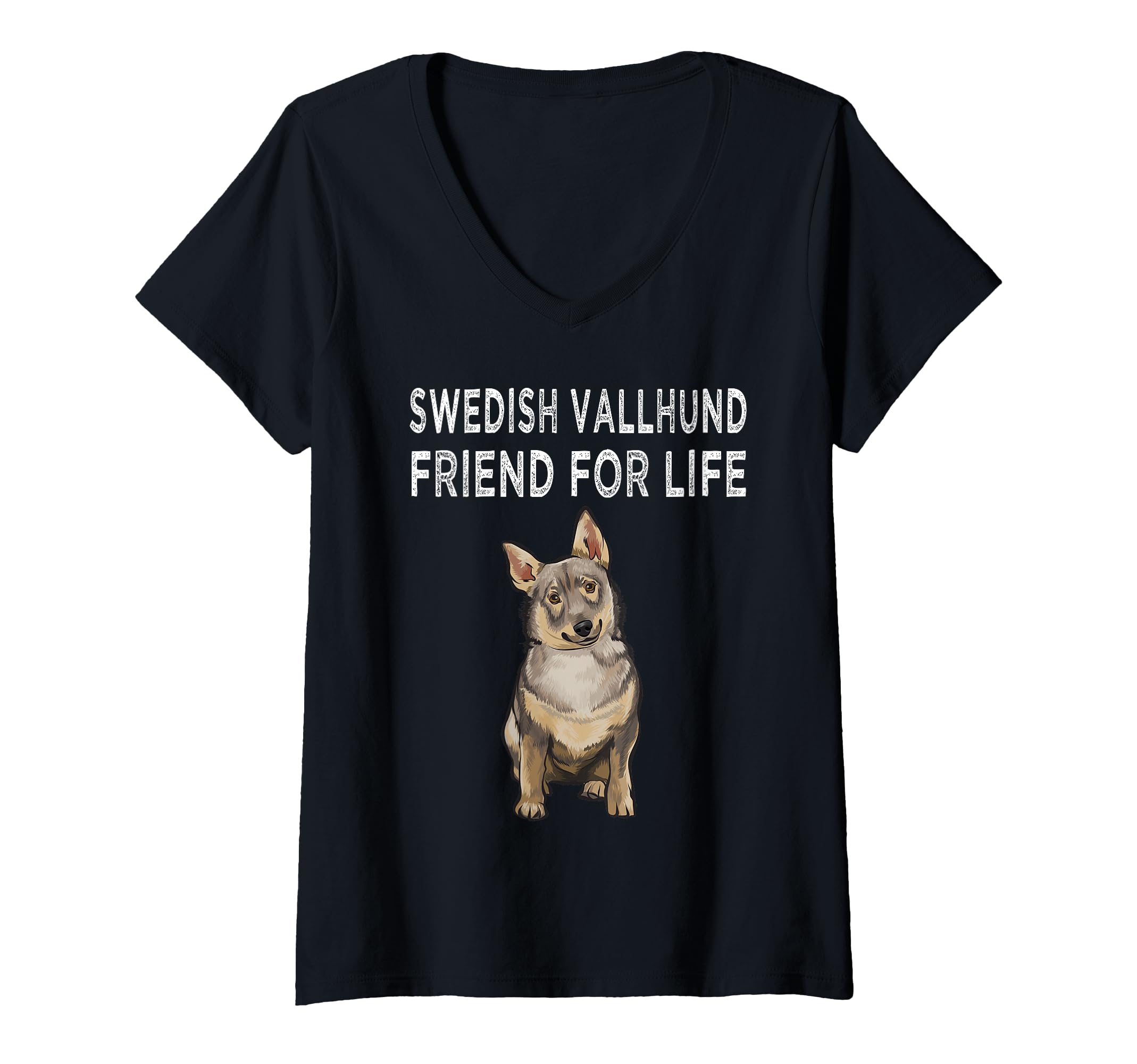 Womens Swedish Vallhund Friend For Life Dog Friendship V-Neck T-Shirt