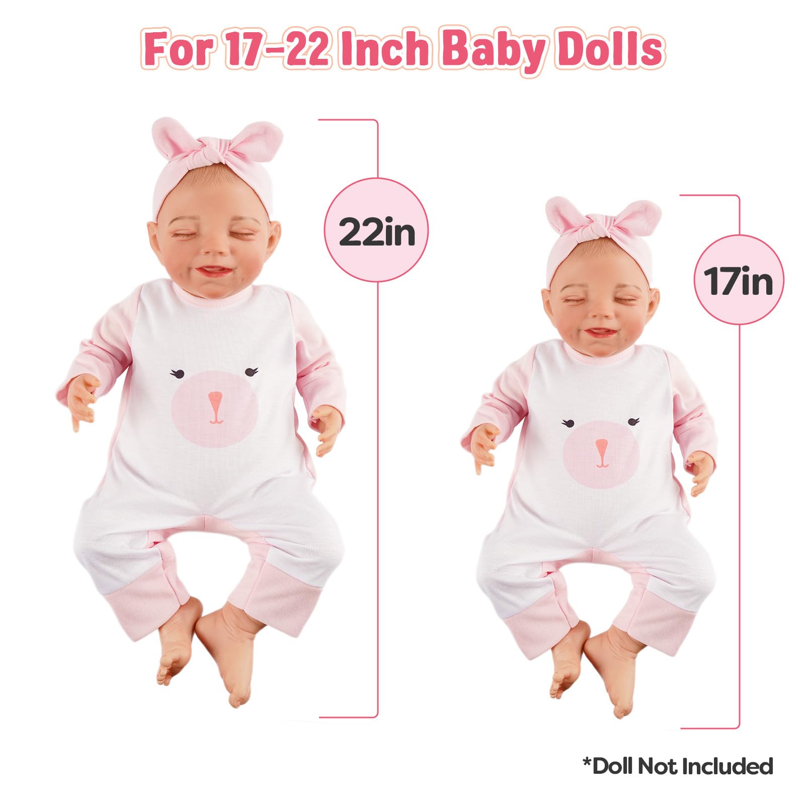 BABESIDE 2 PCS Reborn Baby Doll Clothes with Hat for 17-22 Inch Dolls, Bunny Baby Dolls Outfit Accessories Set BabyClothing,Girls